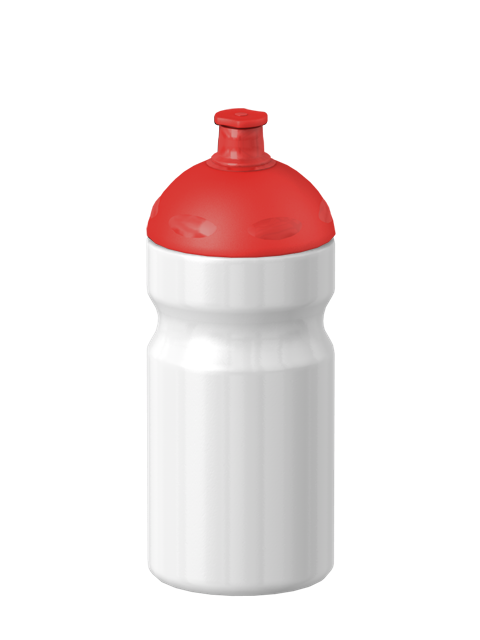 Sport-Trinkflasche Basic Flaschenfarbe: Weiss Volumen: 500 ml Verschlussfarbe: Rot Druck: ohne Druck
